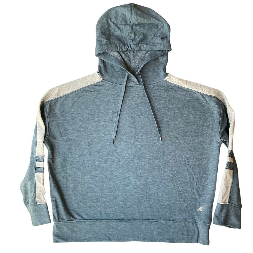 FREE2B Women’s Long Sleeve Hoodie Sweatshirt size M, Blue, Mesh Detail
